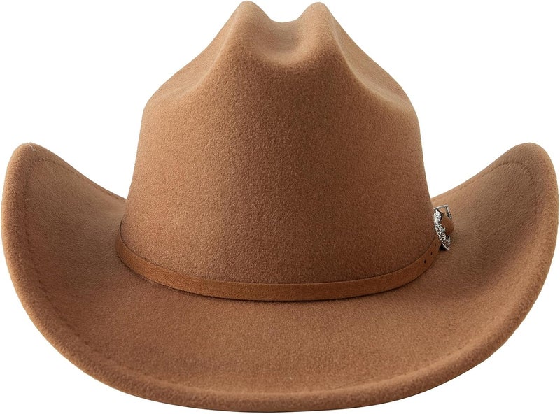 Jastore Kids Western Cowboy Hat for Girl Boy Wide Brim Beach Cowgirl Hat with Belt Buckle Cattleman Cowboys Hats - Image 3